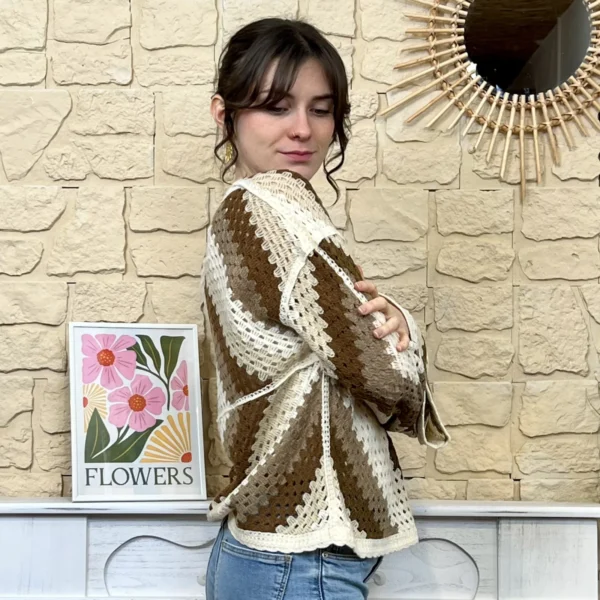 I765 - Pull crochet loose (TU) - beige - taille-unique