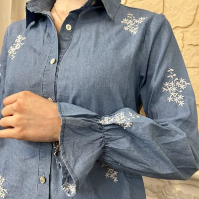 I763 - Chemise broderie (T36-T38) - denim - 38