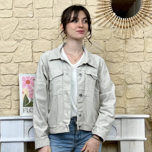 I761- Veste velours (TU) - beige - taille-unique