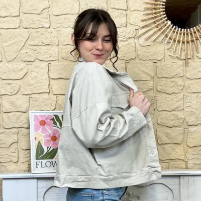 I761- Veste velours (TU) - beige - taille-unique