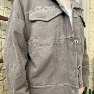 I761- Veste velours (TU) - taupe - taille-unique