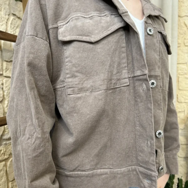I761- Veste velours (TU) - taupe - taille-unique