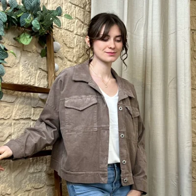 I761- Veste velours (TU) - taupe - taille-unique