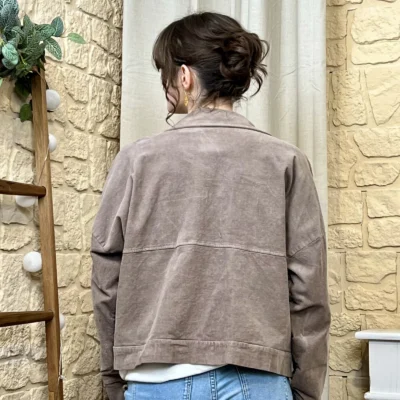 I761- Veste velours (TU) - taupe - taille-unique