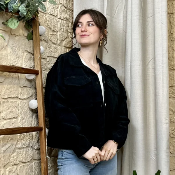 I761- Veste velours (TU) - noir - taille-unique