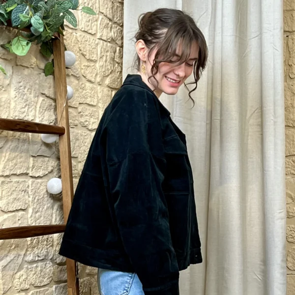 I761- Veste velours (TU) - noir - taille-unique