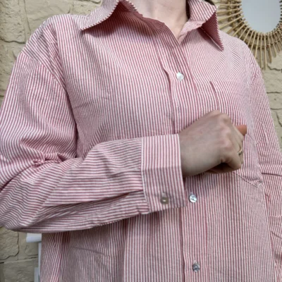 I758 - Chemise rayée (T36-T40) - rouge - 40