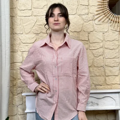 I758 - Chemise rayée (T36-T40) - rouge - 40