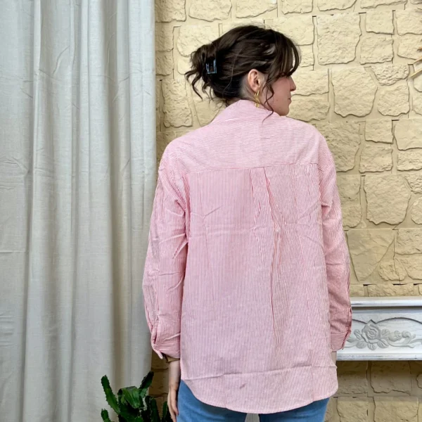 I758 - Chemise rayée (T36-T40) - rouge - 40