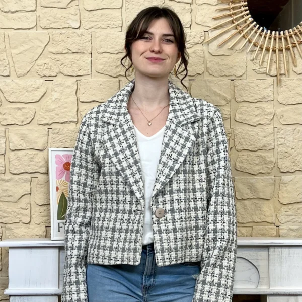 I755 - Blazer en tweed (TU) - gris - taille-unique