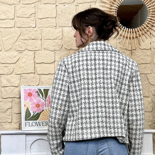 I755 - Blazer en tweed (TU) - gris - taille-unique