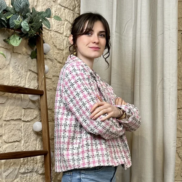 I755 - Blazer en tweed (TU) - rose-pale - taille-unique