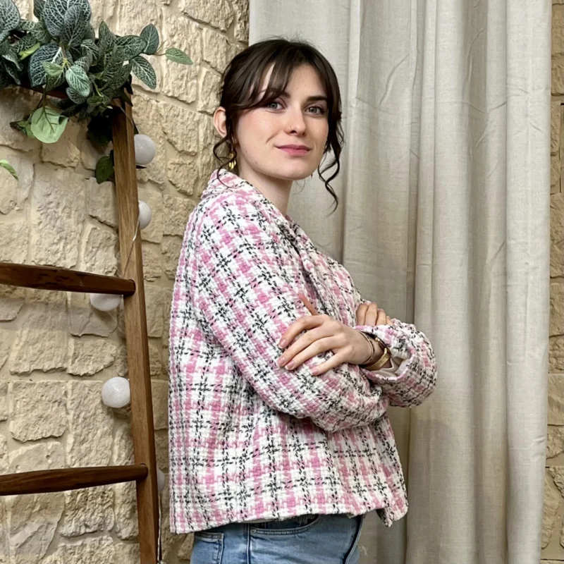 I755 - Blazer en tweed (TU) - rose-pale - taille-unique