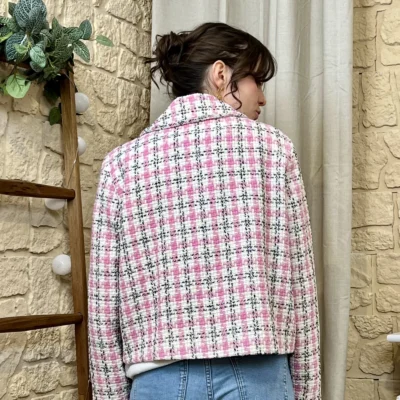 I755 - Blazer en tweed (TU) - rose-pale - taille-unique