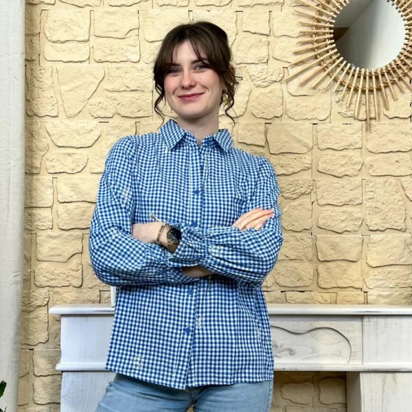 I752 - Chemise Vichy (T36-T38) - bleu-indigo - 38