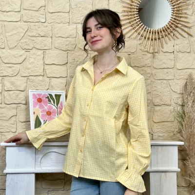 I752 - Chemise Vichy (T36-T38) - jaune - 38