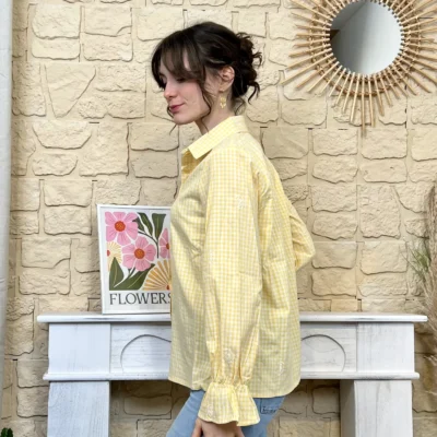 I752 - Chemise Vichy (T36-T38) - jaune - 38