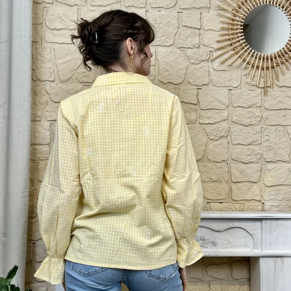 I752 - Chemise Vichy (T36-T38) - jaune - 38