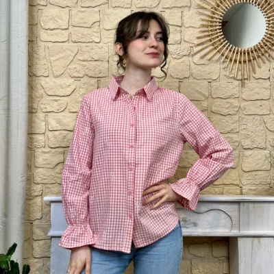 I752 - Chemise Vichy (T36-T38) - rose - 38