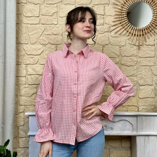 I752 - Chemise Vichy (T36-T38) - rose - 38