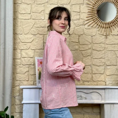 I752 - Chemise Vichy (T36-T38) - rose - 38