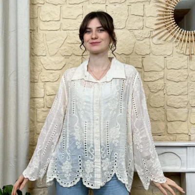 I749 - Chemise bohême (TU) - beige - taille-unique