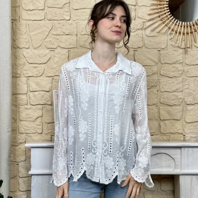 I749 - Chemise bohême (TU) - blanc - taille-unique