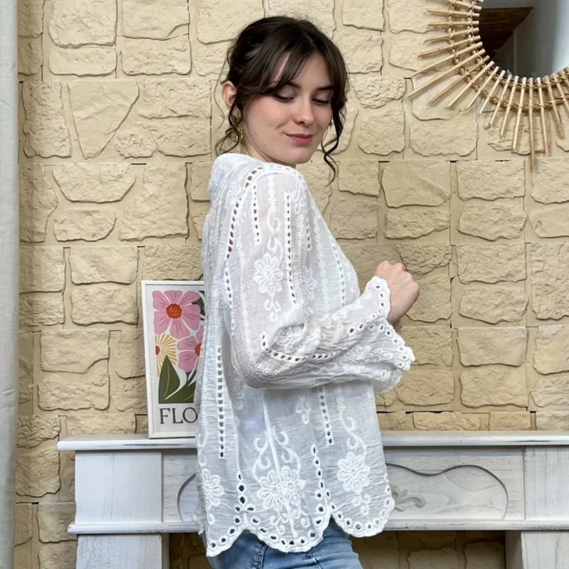 I749 - Chemise bohème (TU) - blanc - taille-unique