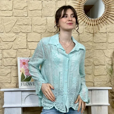 I749 - Chemise bohême (TU) - vert - taille-unique