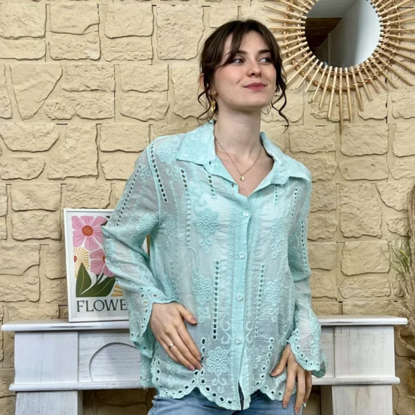 I749 - Chemise bohême (TU) - vert - taille-unique