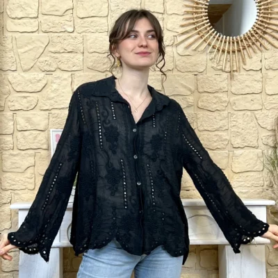 I749 - Chemise bohême (TU) - noir - taille-unique