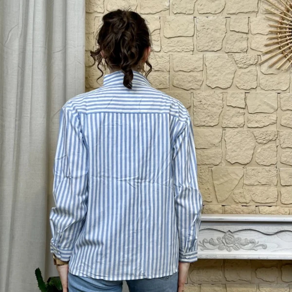 I740 - Chemise rayée noeud (T36-T38) - bleu-ciel - 38