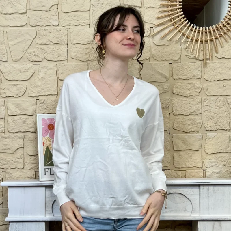 I734 - Pull léger (TU) - ecru-dore - taille-unique