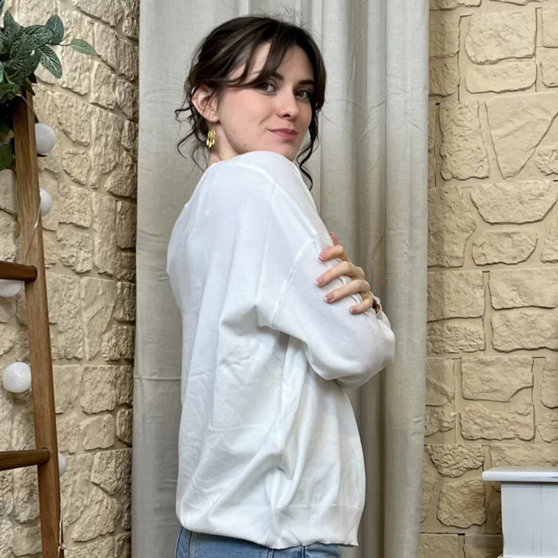 Pull léger (TU) - ecru-rouge - taille-unique