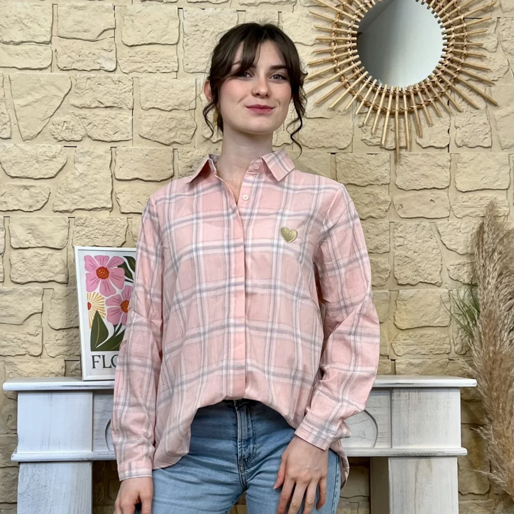 I746 - Chemise rayée (T40-T48) - rose - 38