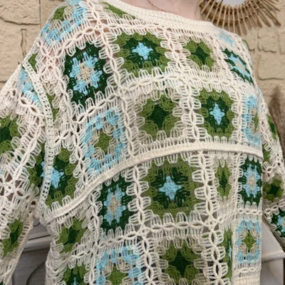 pull macramé colrond - vert-anis - taille-unique