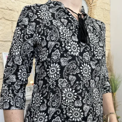 I738 - Blouse imprimée (T36-44) - noir - 42