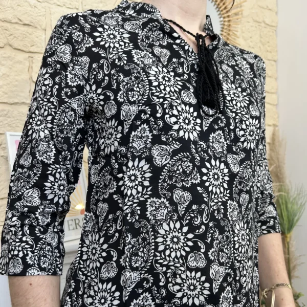 I738 - Blouse imprimée (T36-44) - noir - 42