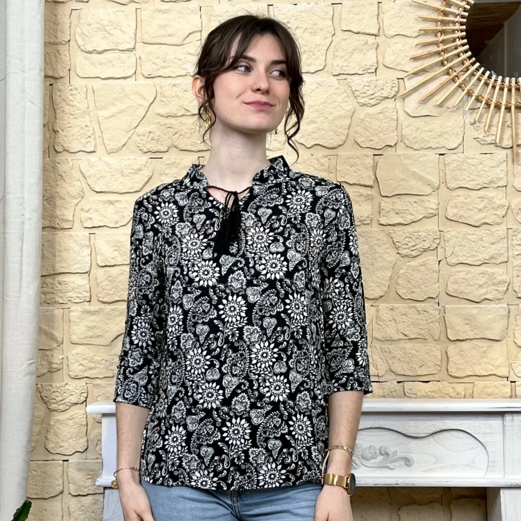 I738 - Blouse imprimée (T36-44) - noir - 42