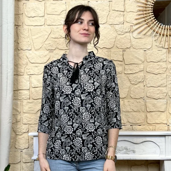 I738 - Blouse imprimée (T36-44) - noir - 42