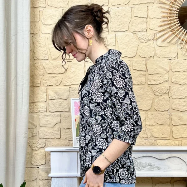 I738 - Blouse imprimée (T36-44) - noir - 42