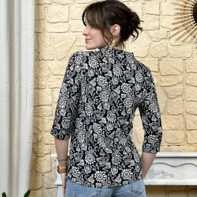 I738 - Blouse imprimée (T36-44) - noir - 42