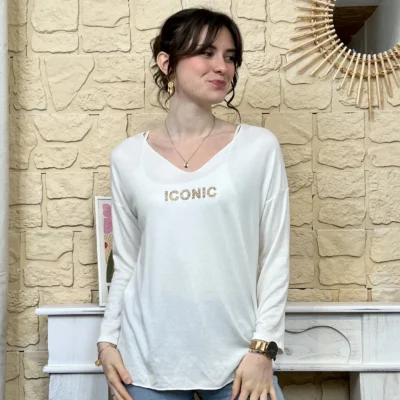 I736 - Pull Iconique (TU) - ecru - taille-unique