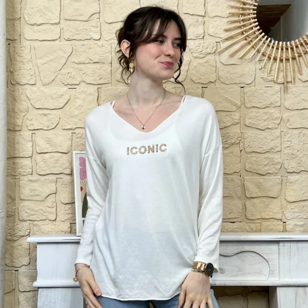 I736 - Pull Iconique (TU) - ecru - taille-unique