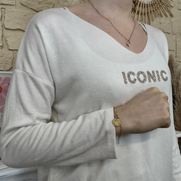 I736 - Pull Iconique (TU) - ecru - taille-unique
