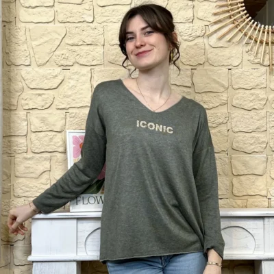 I736 - Pull Iconique (TU) - kaki - taille-unique
