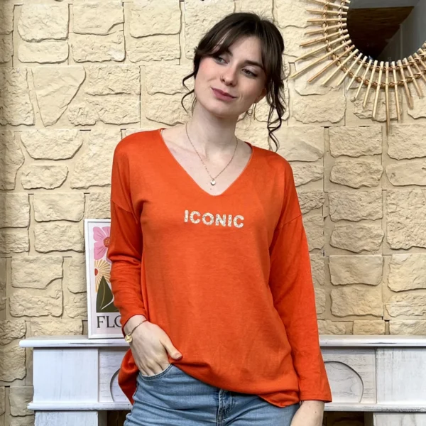I736 - Pull Iconique (TU) - orange - taille-unique