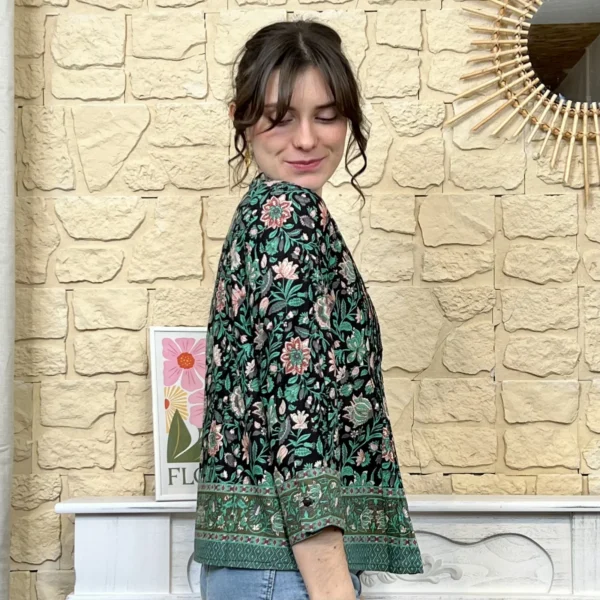 I734 - Blouse bohême (T36-44) - noir - 40