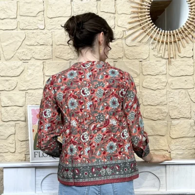 I734 - Blouse bohême (T36-44) - rose - 42