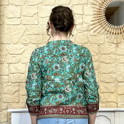 I734 - Blouse bohême (T36-44) - vert - 42